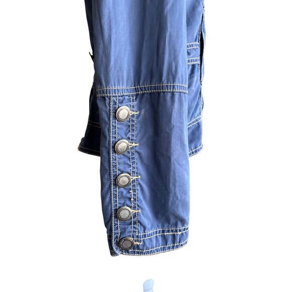 Twill Twenty Two 22 Size‎ Medium Anthropologie Navy Cotton Jacket Unique Details - Picture 5 of 10